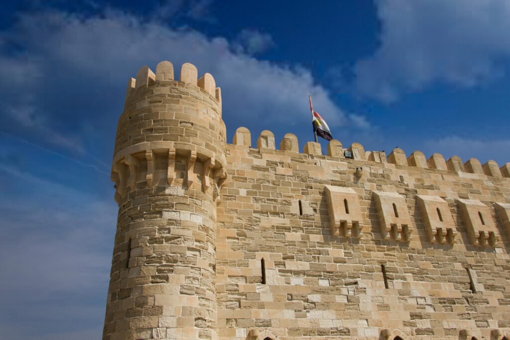 Captivating view of the Citadel of Qaitbay, a historic fortress in Alexandria, Egypt.