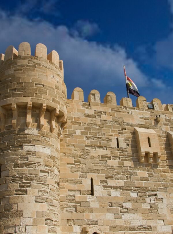 Captivating view of the Citadel of Qaitbay, a historic fortress in Alexandria, Egypt.