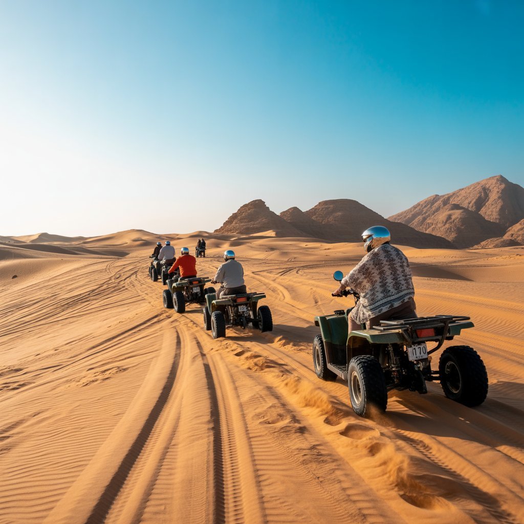 Explore the Egyptian desert on a thrilling Hurghada quad biking tour. Discover ancient landscapes and off-road adventures.
